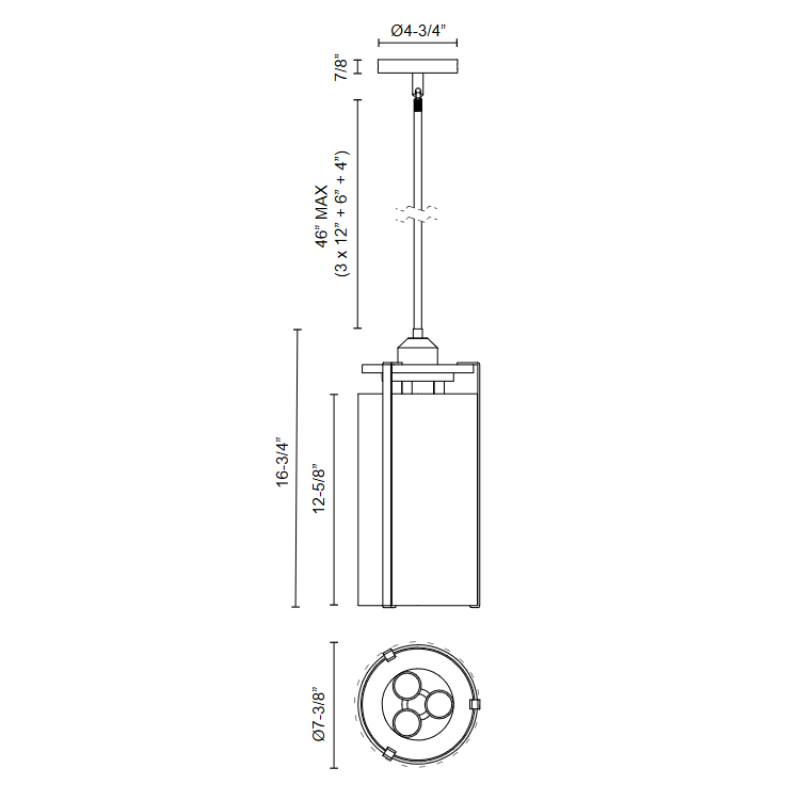 Alora Mood PD536107 Belmont 3-lt 7" Pendant