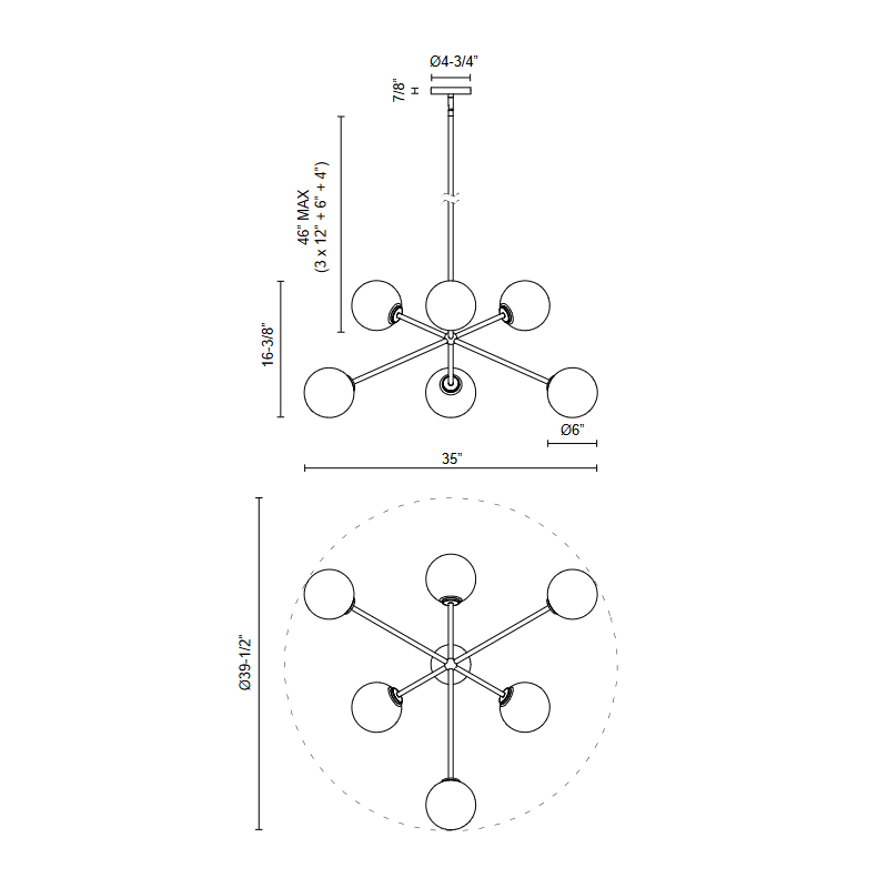 Alora Mood CH549640 Cassia 6-lt 40" Chandelier