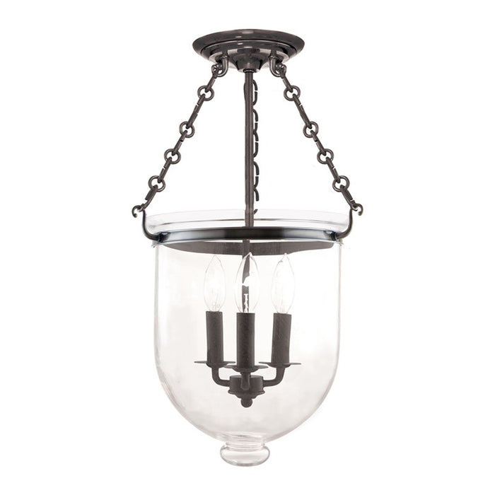 Hudson Valley 253 Hampton 3-lt Semi Flush, Plain Glass