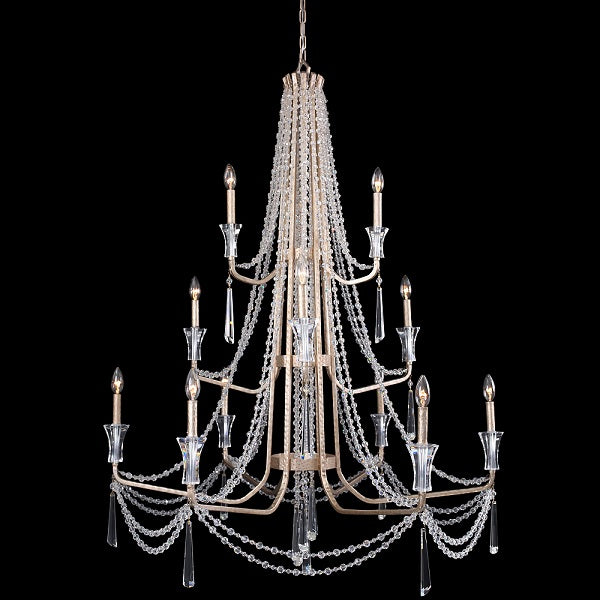 Varaluz 270C12 Barcelona 12-lt 44" Crystal 3-Tier Chandelier