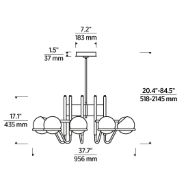 Visual Comfort 700CRBY9 Crosby 9-lt 38" LED Chandelier