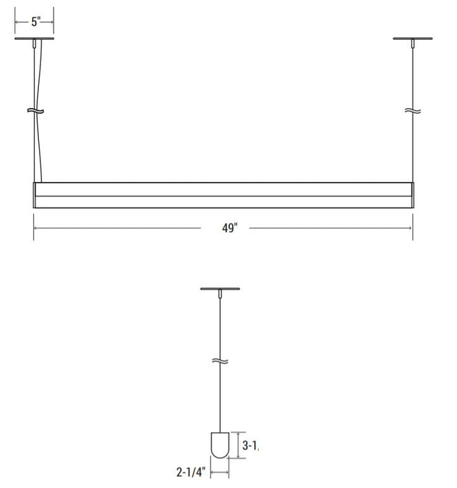 Oracle 4-SLEEK-R 4-ft Architectural LED Suspended Linear - Direct, 3000 Lumens