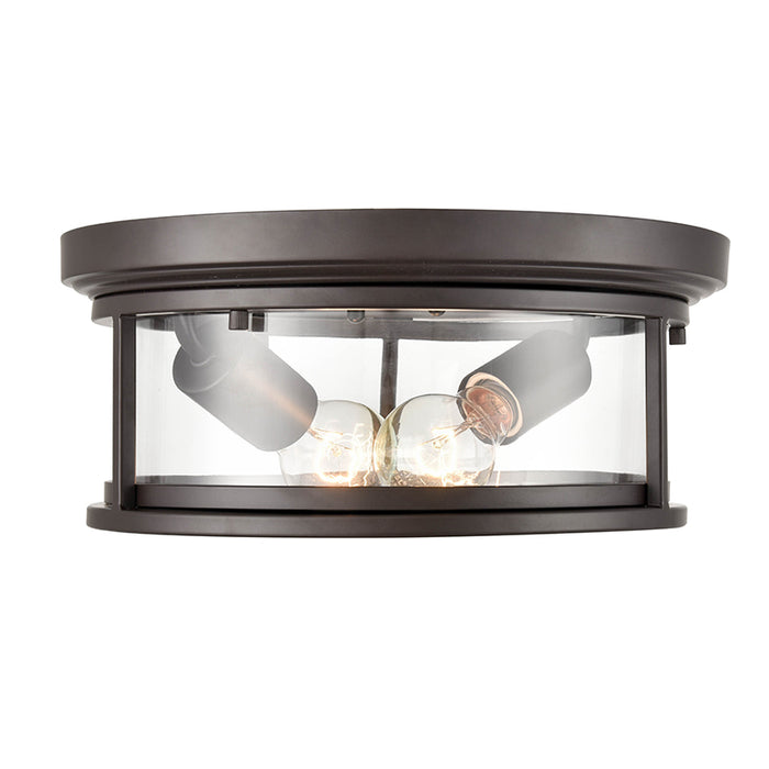 Millennium 4442 Bresley 2-lt 12" Outdoor Flush Mount, Clear Glass