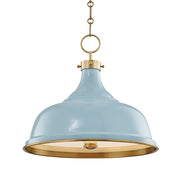Hudson Valley MDS300 Painted No. 1 3-lt 18" Pendant - Aged Brass/Blue Bird
