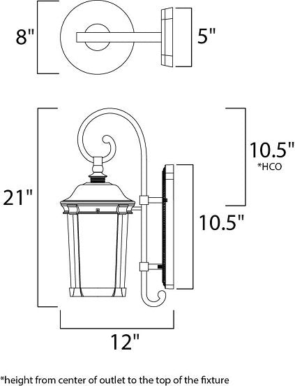 Maxim 55023 Dover 1-lt 8" LED Outdoor Wall Lantern