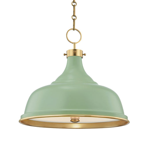 Hudson Valley MDS300 Painted No. 1 3-lt 18" Pendant - Aged Brass/Leaf Green Combo