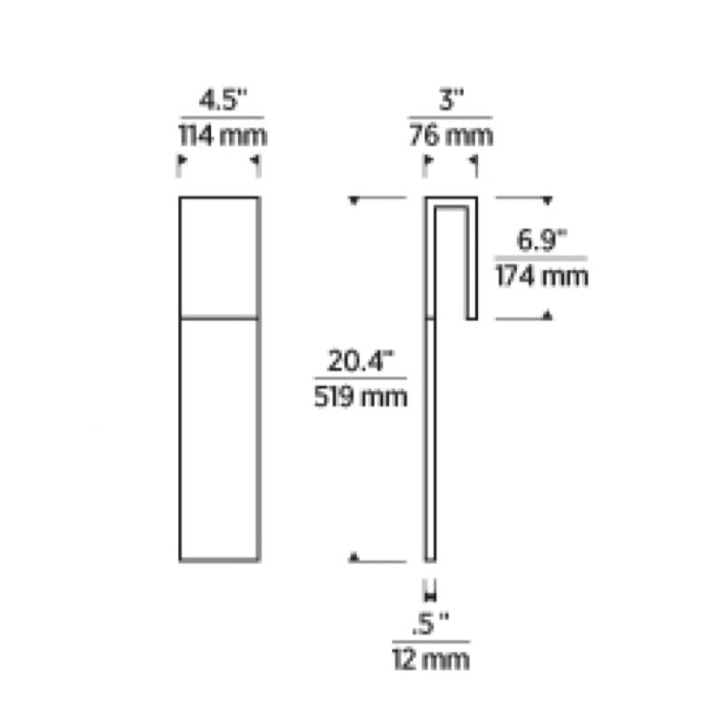 Visual Comfort 700OWKLM92720 Kulma 1-lt 20" Tall LED Outdoor Wall Sconce