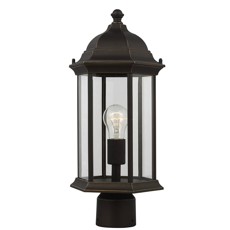 Generation 8238601 Sevier 1-lt 18" Tall Outdoor Post Lantern, Clear Glass