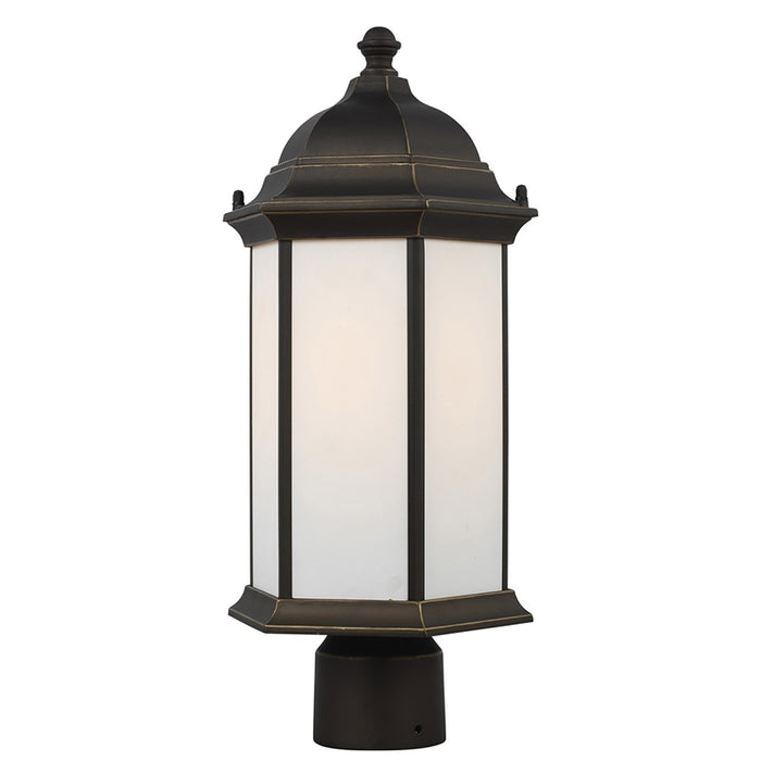 Generation 8238651 Sevier 1-lt 18" Tall Outdoor Post Lantern, Satin Etched Glass