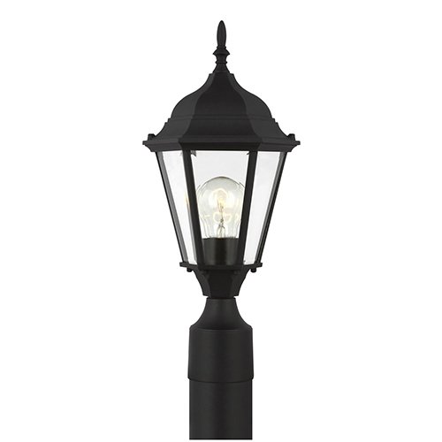 Generation 82938 Bakersville 1-lt 18" Tall Outdoor Post Lantern, Clear Beveled Glass
