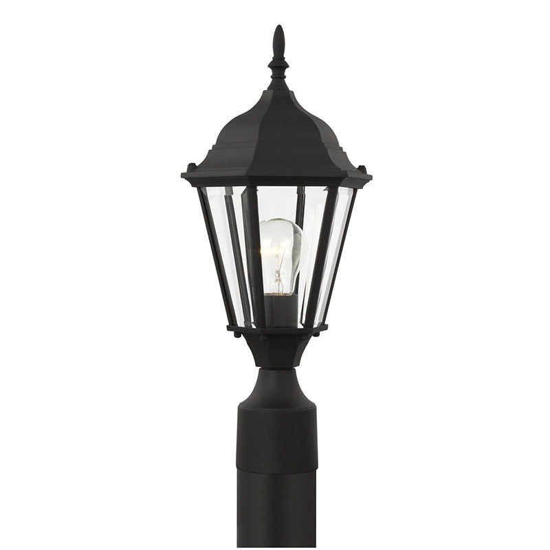 Generation 82938 Bakersville 1-lt 18" Tall Outdoor Post Lantern, Clear Beveled Glass