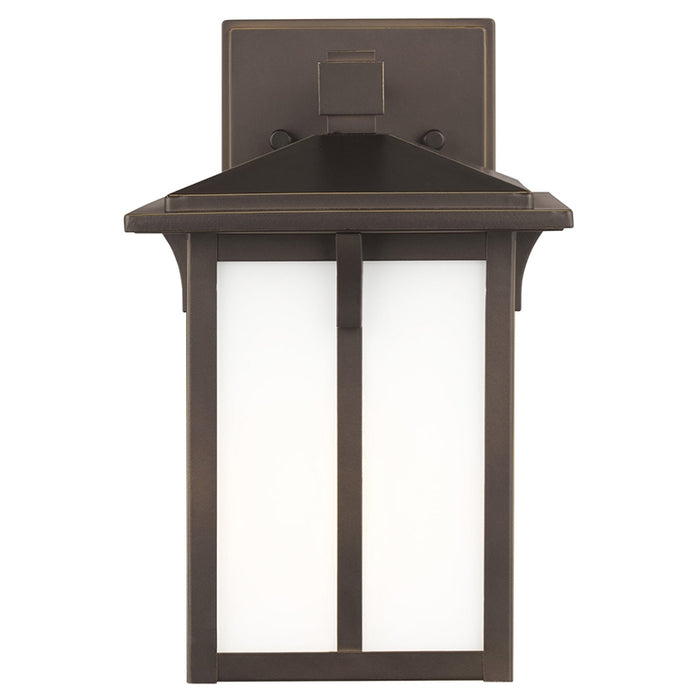 Generation 8552701 Tomek 1-lt 10" Tall Outdoor Wall Lantern - Antique Bronze/White