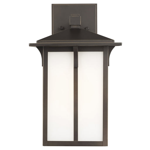 Generation 8652701 Tomek 1-lt 14" Tall Outdoor Wall Lantern - Antique Bronze/White