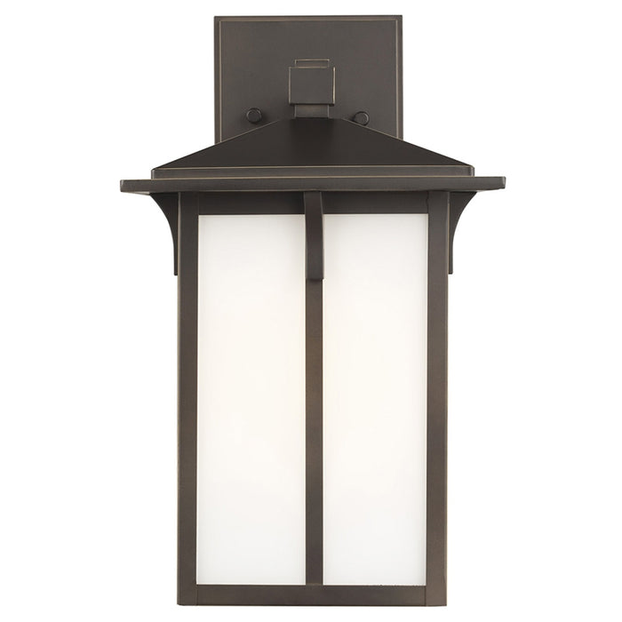 Generation 8652701 Tomek 1-lt 14" Tall Outdoor Wall Lantern - Antique Bronze/White