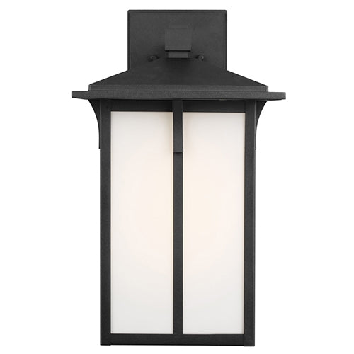 Generation 8752701 Tomek 1-lt 18" Tall Outdoor Wall Lantern - Black/White