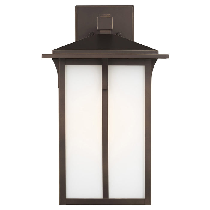 Generation 8752701 Tomek 1-lt 18" Tall Outdoor Wall Lantern - Antique Bronze/White