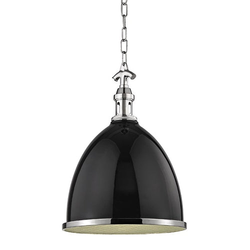 Hudson Valley 7714 Viceroy 1-lt 13" Pendant - Black/Polished Nickel