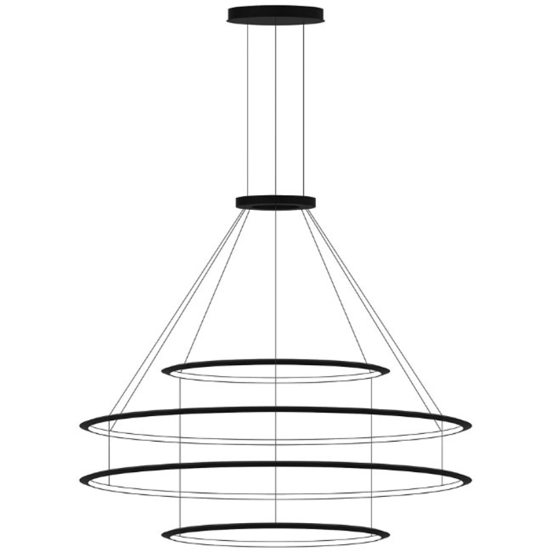 Bover Circular S/4L 4-lt 82" LED Pendant, Outward Light - Black