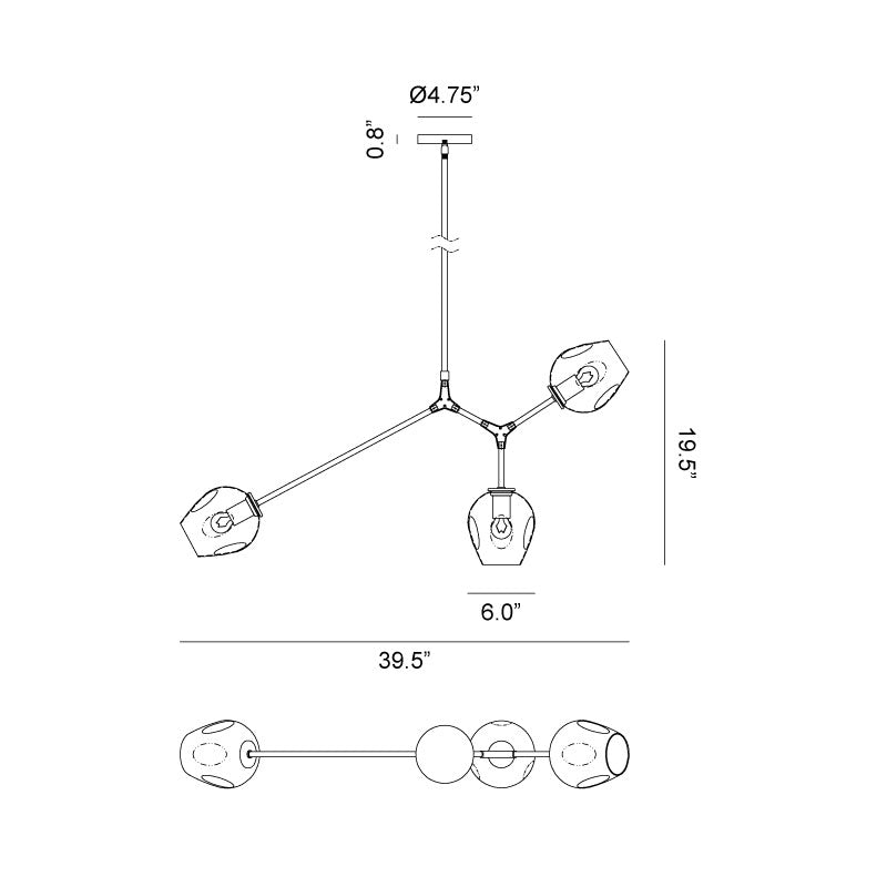 Matteo C49703 Cherry 3-lt 40" Chandelier