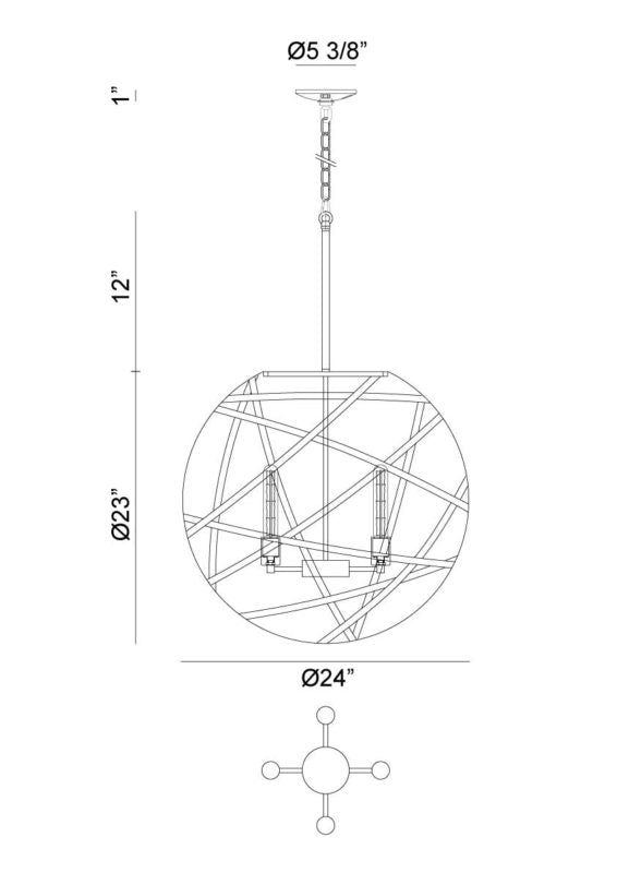 Matteo C57804 Atom 4-lt 23" Pendant