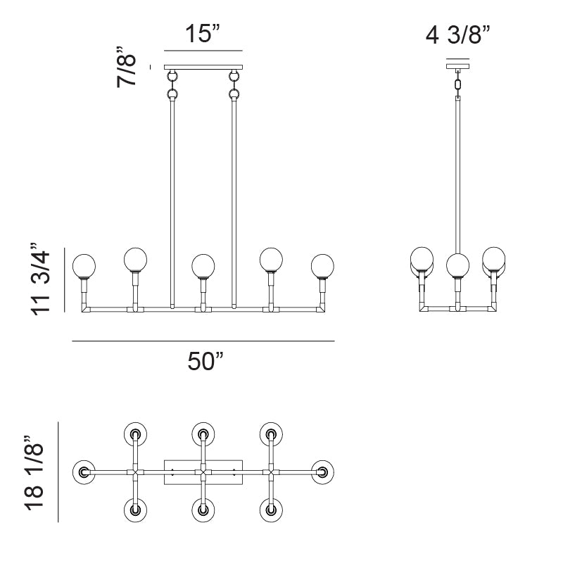 Matteo C64808 Candelstix 8-lt 50" Chandelier