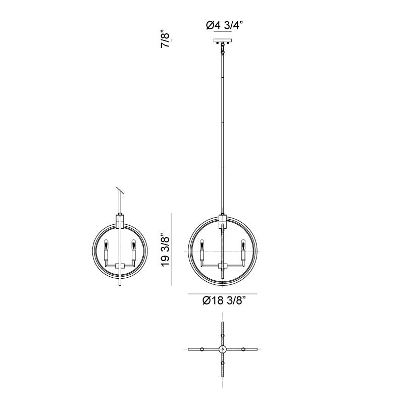 Matteo C78604 Odyssey 4-lt 18" Chandelier
