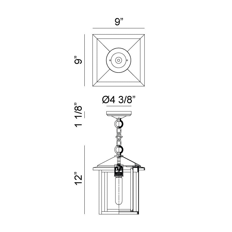 Matteo C81201 Caldwell 1-lt 9" Outdoor Hanging Light