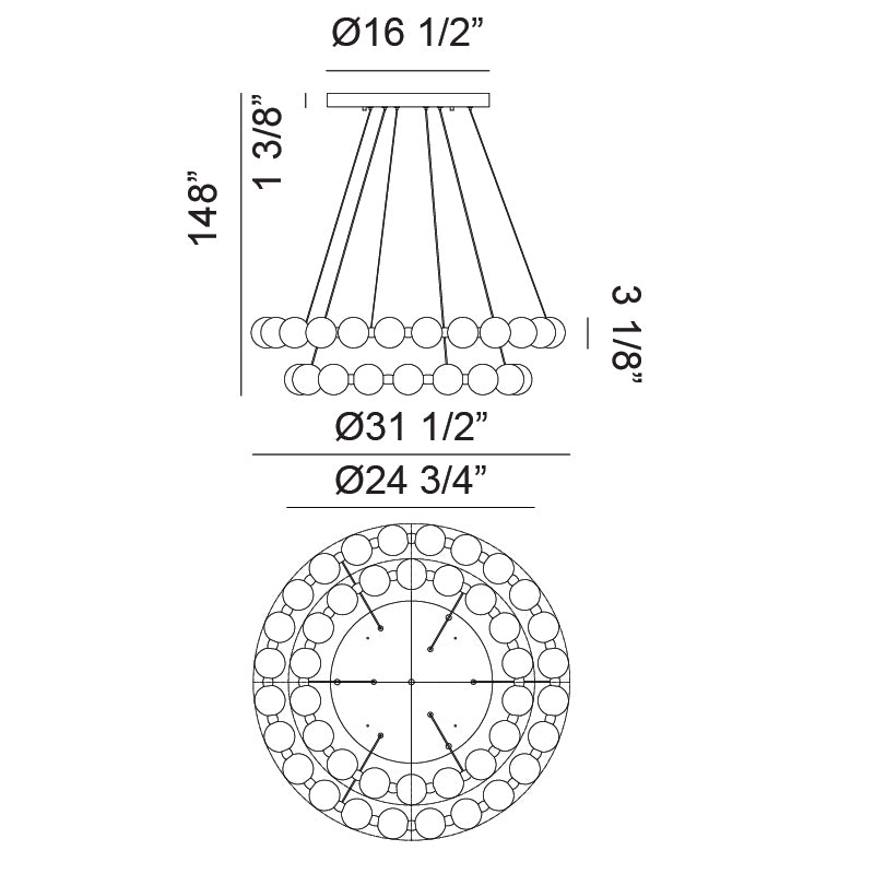 Matteo C83457 Oni 2-lt 32" LED Chandelier
