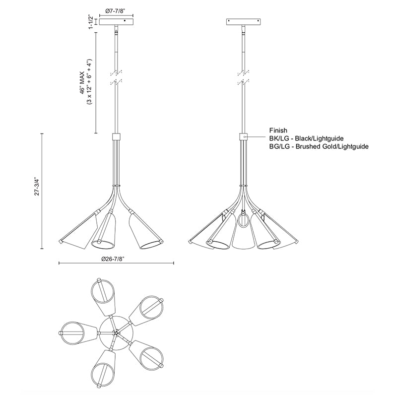Kuzco CH62628 Mulberry 5-lt 27" LED Chandelier