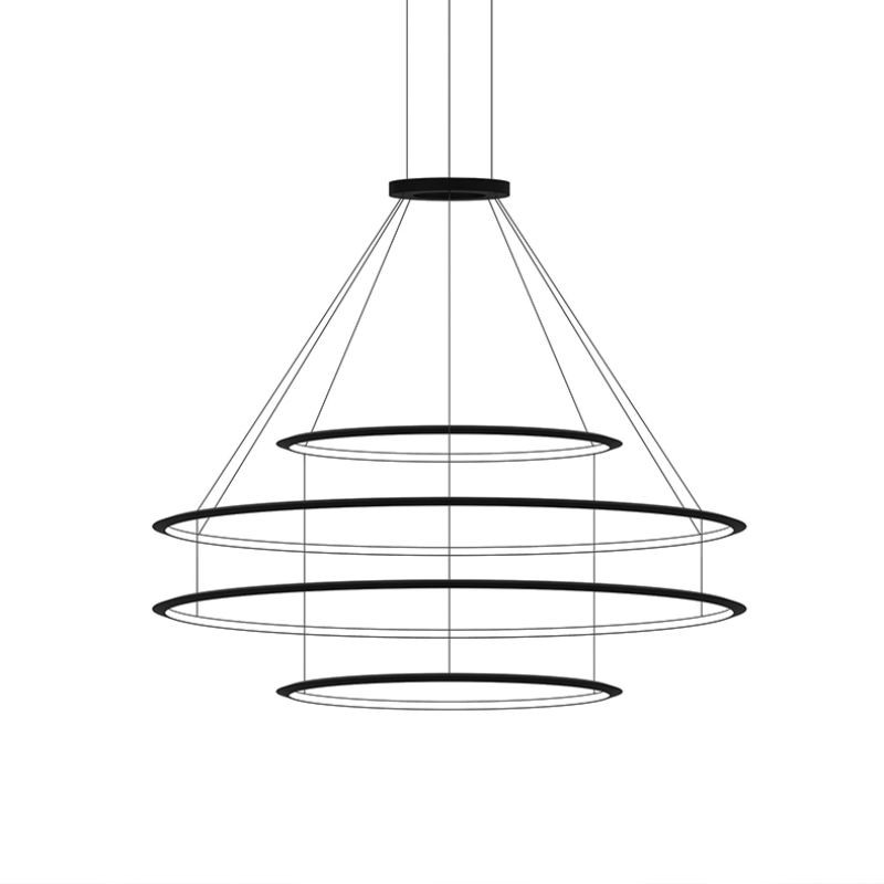 Bover Circular S/4L 4-lt 48" LED Pendant, Outward Light - Black