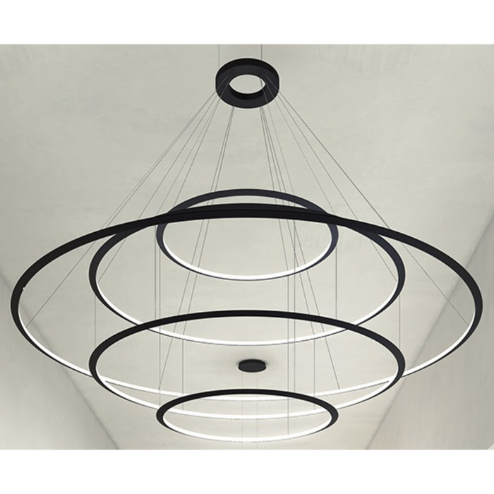 Bover Circular S/5L 5-lt 82" LED Pendant, Outward Light - Black