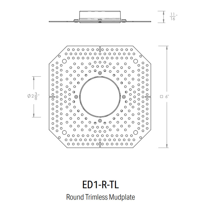 CSL ED1-R-TL Round Trimless Mud-In plate for 1" Eco-Downlight
