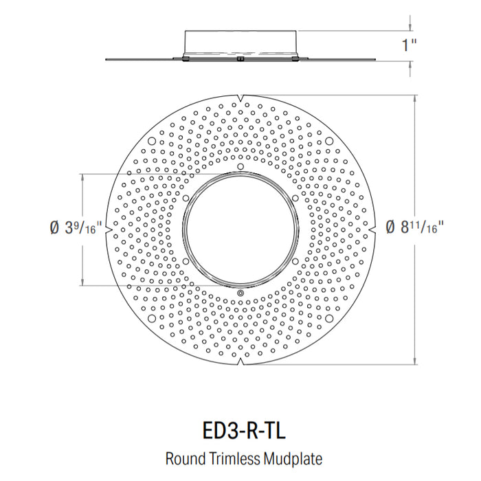 CSL ED3-R-TL Round Trimless Mud-In plate for 3" Eco-Downlight