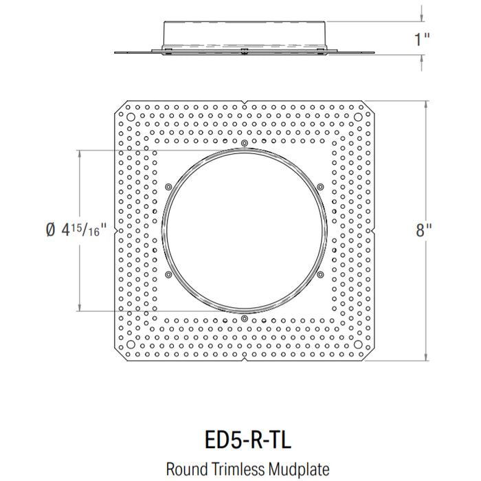 CSL ED5-R-TL Round Trimless Mud-In plate for 5" Eco-Downlight