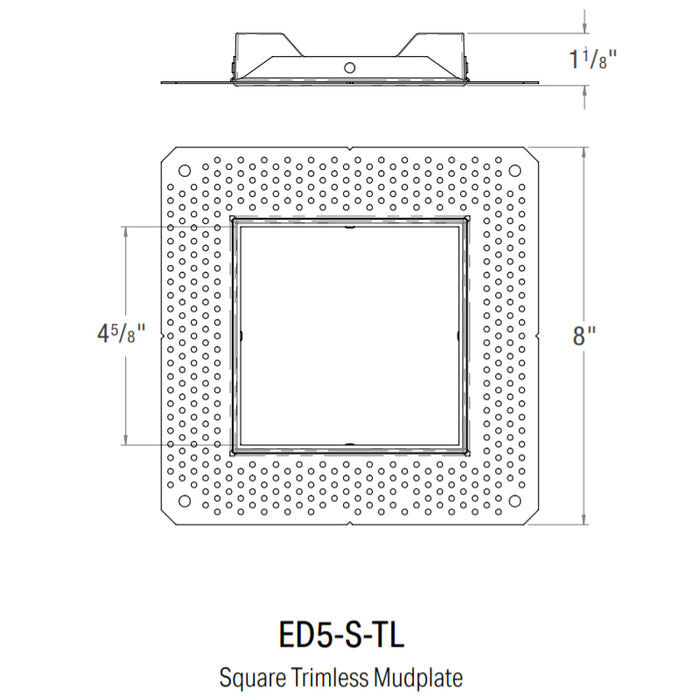 CSL ED5-S-TL Square Trimless Mud-In plate for 5" Eco-Downlight