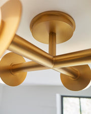 Visual Comfort KF1034 Nodes 4-lt 18" Semi-Flush Mount - Burnished Brass