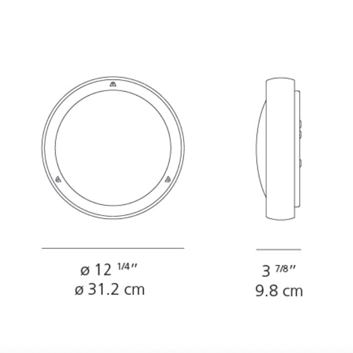 Artemide Niki Outdoor Wall/Ceiling Light - w/ Prismatic Glass Diffuser