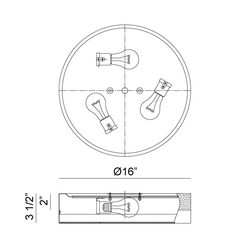 Matteo M14303 Trydor 3-lt 16" Flush Mount
