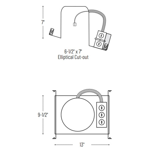 Nora NHMIC2-926 6" Marquise II IC Air-Tight Sloped New Construction Housing, 120V - LBC Lighting