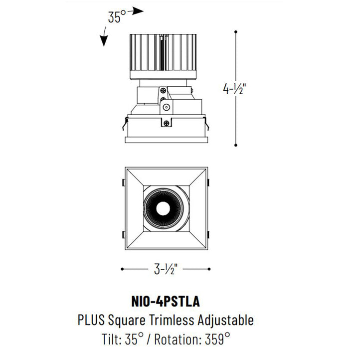 Nora NIO-4PSTLA 4" Iolite PLUS Square Trimless Adjustable
