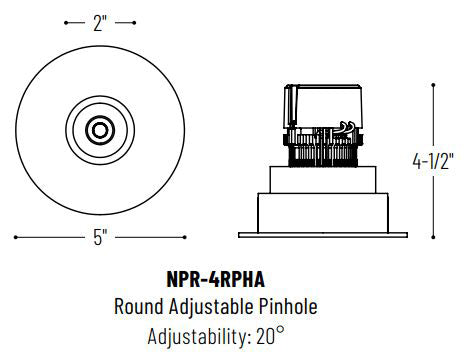 Nora NPR-4RPHACDX 4" Pearl LED Round Adjustable Pinhole Retrofit, Comfort Dim