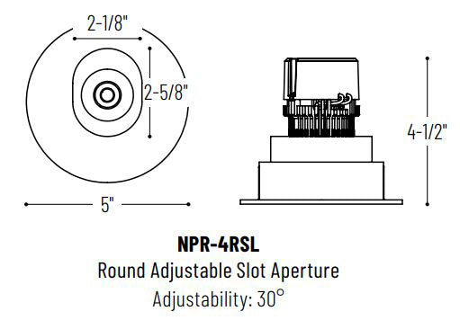 Nora NPR-4RSL 4" Pearl LED Round Adjustable Slot Aperture Retrofit