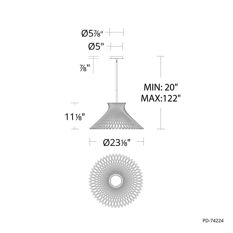 Modern Forms PD-74223 Zenya 1-lt 23" LED Pendant