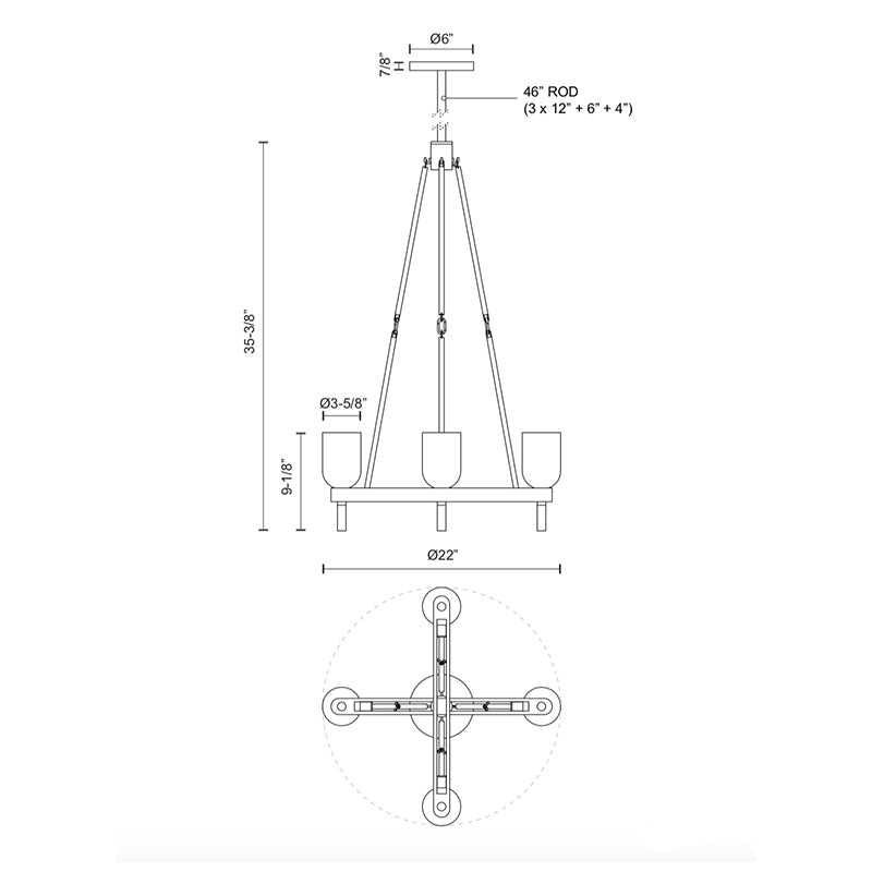 Alora PD338422 Lucian 4-lt 22" Pendant