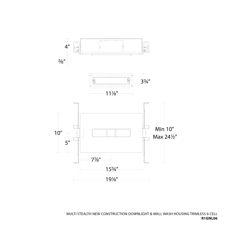 WAC R1GNL06 Multi Stealth 6 Cell New Construction Trimless Housing