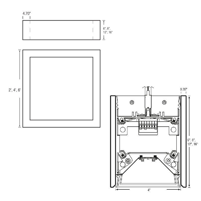 Elite OLS-DI-VERSE-SOFT-REC 4" SoftSense Verse LED Rectangle Suspended, Direct/Indirect