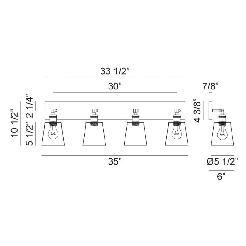 Matteo S08204 Kinsley 4-lt 35" Wall Sconce