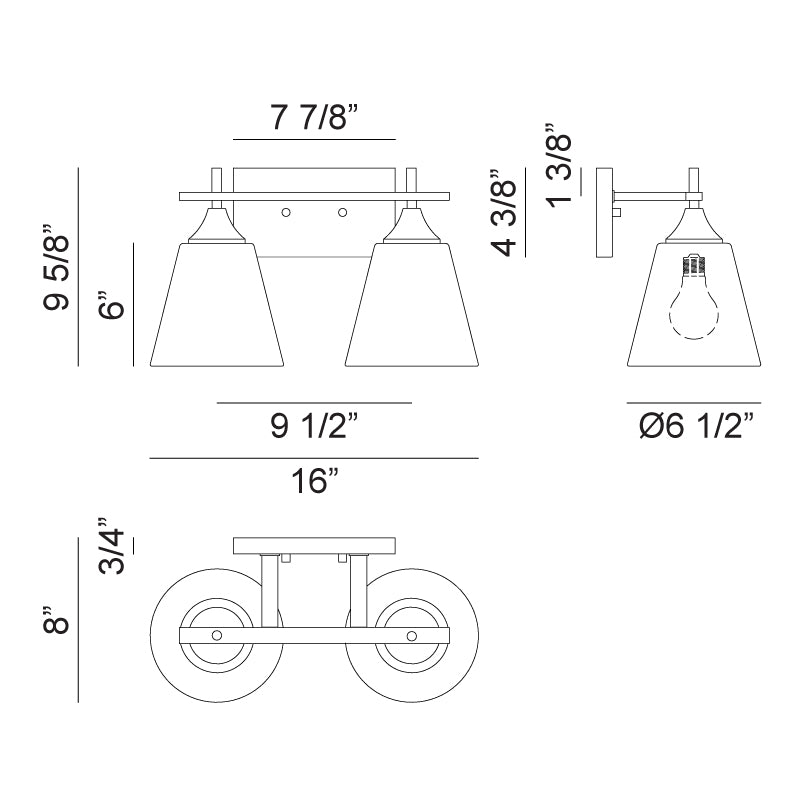 Matteo S09802 Hollis 2-lt 16" Vanity Light