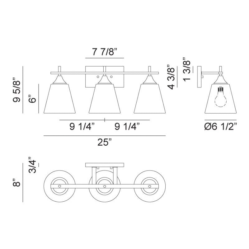 Matteo S09803 Hollis 3-lt 25" Vanity Light