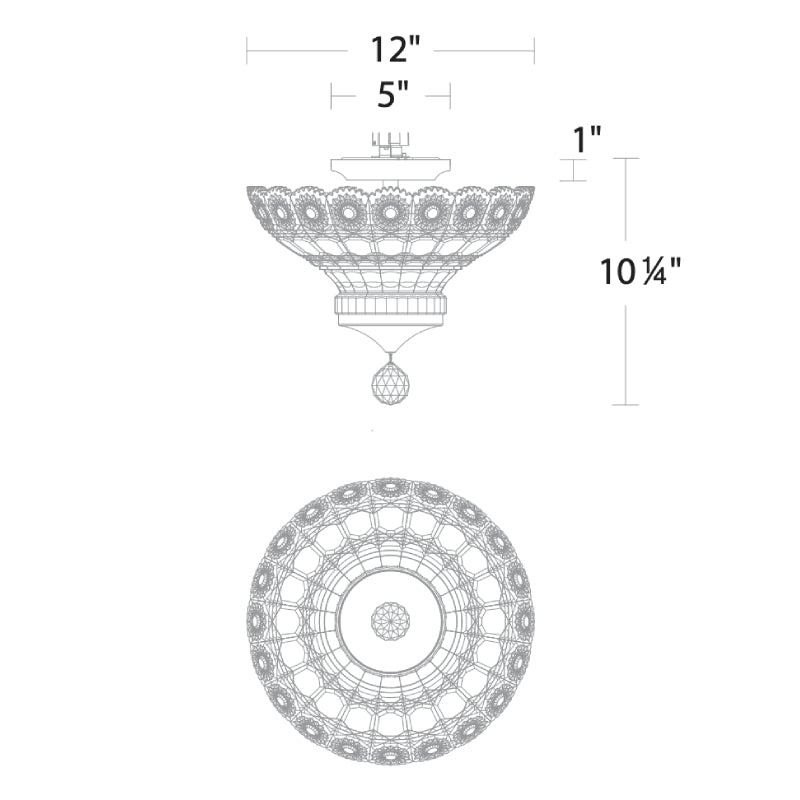 Schonbek S2912 Sterling 1-lt 12" LED Semi-Flush Mount